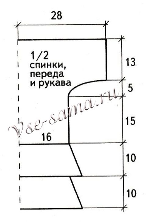 Выкройка для вязания туники Выкройка для вязания туники
