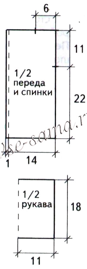 Выкройка для вязания жакетика Выкройка для вязания жакетика