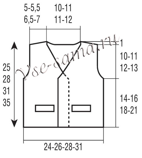 Выкройка для вязания "мехового" жилета Выкройка для вязания "мехового" жилета