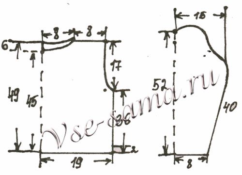 Выкройка для вязания пуловера Выкройка для вязания пуловера