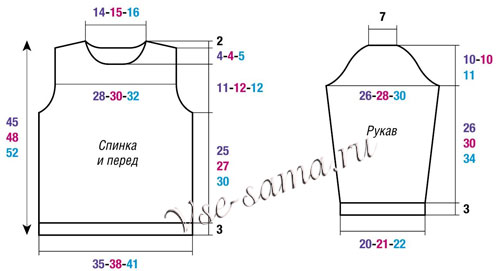 Выкройка для вязания пуловера с оленем Выкройка для вязания пуловера с оленем