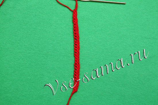 Плоский шнур крючком