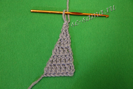 Треугольник крючком - убавление с одной стороны