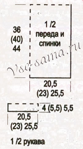 Выкройка для вязания кофточки Выкройка для вязания кофточки