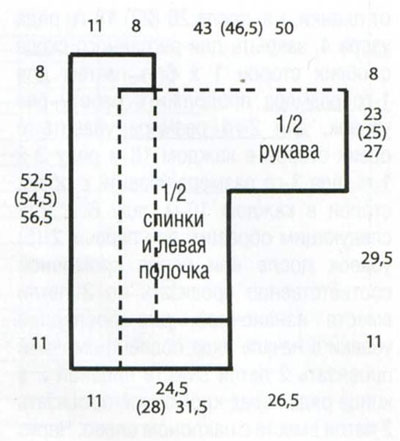 Выкройка для вязания жакета Выкройка для вязания жакета