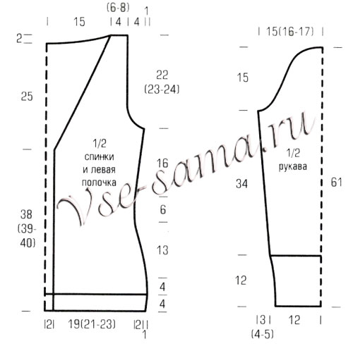 Выкройка для вязания жакета Выкройка для вязания жакета