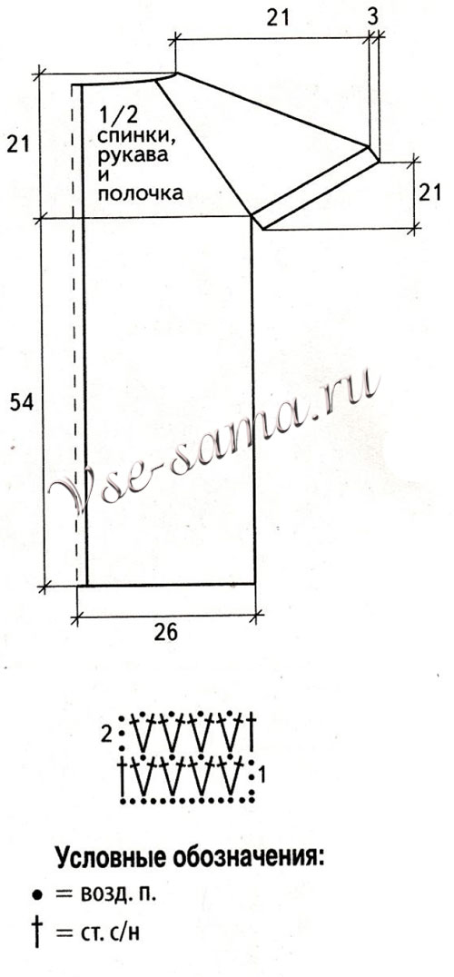 Схема и выкройка для вязания жилета Схема и выкройка для вязания жилета