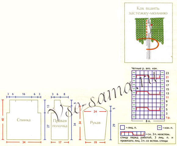 Жакет - Добрый ежик, схема