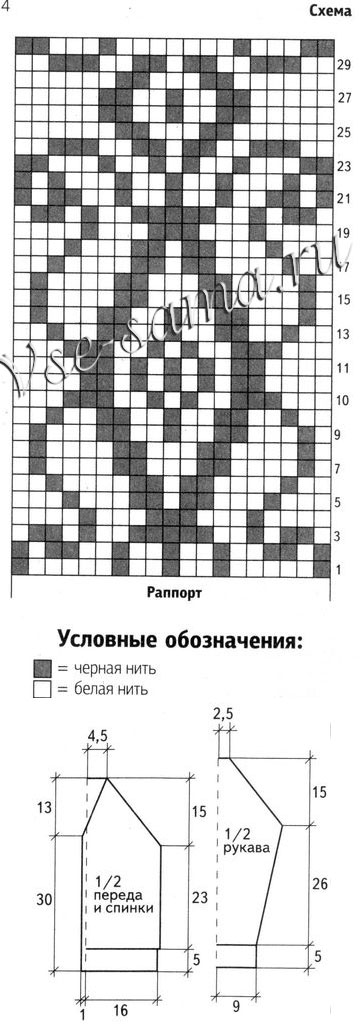 Жакет с рисунком на рукавах, схема