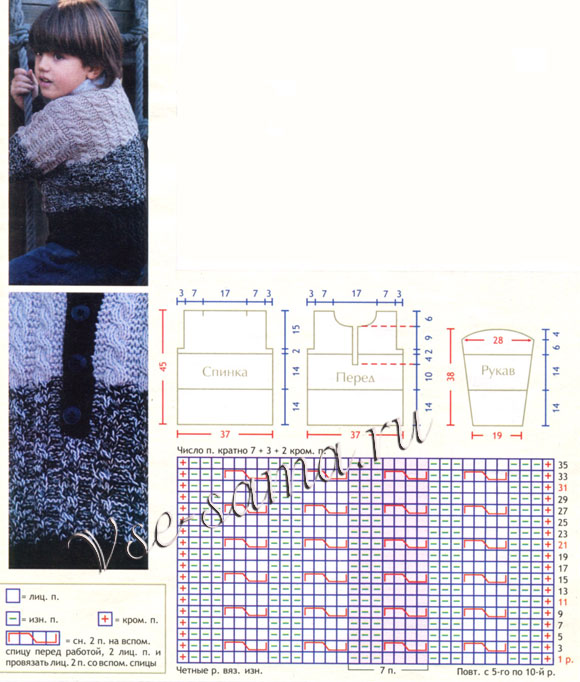 Пуловерчик с косами, схема