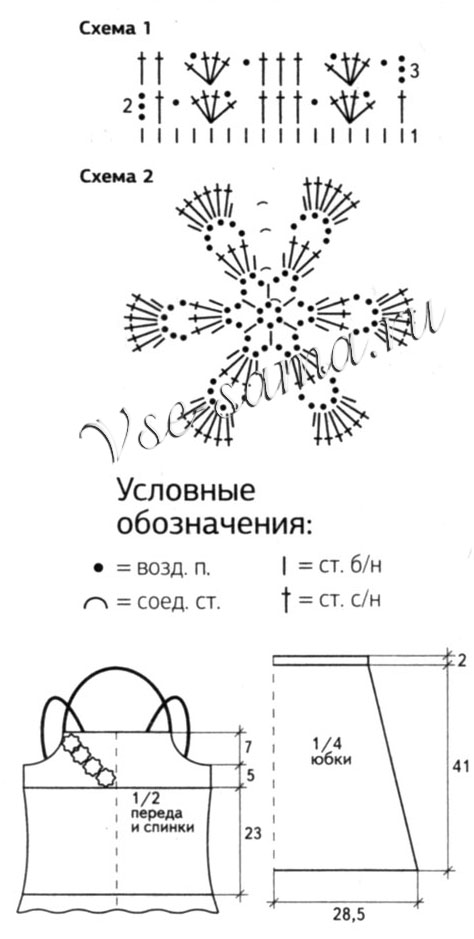 Ажурный топ и юбка, схема