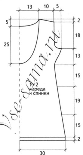 Пестрое платье с открытой спиной, выкройка