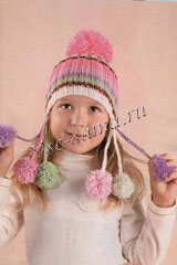 Разноцветная шапка с помпонами Разноцветная шапка с помпонами