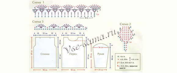 Схема вязания пуловера Схема вязания пуловера