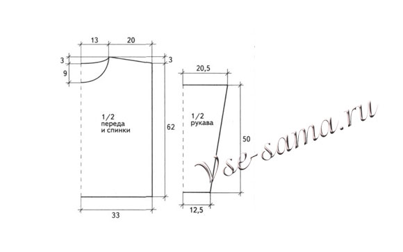Схема вязания пуловера Схема вязания пуловера