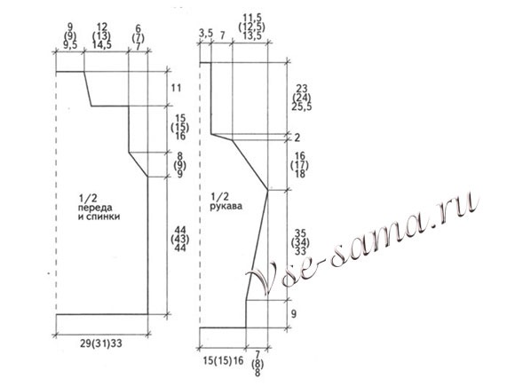 Схема вязания пуловера Схема вязания пуловера
