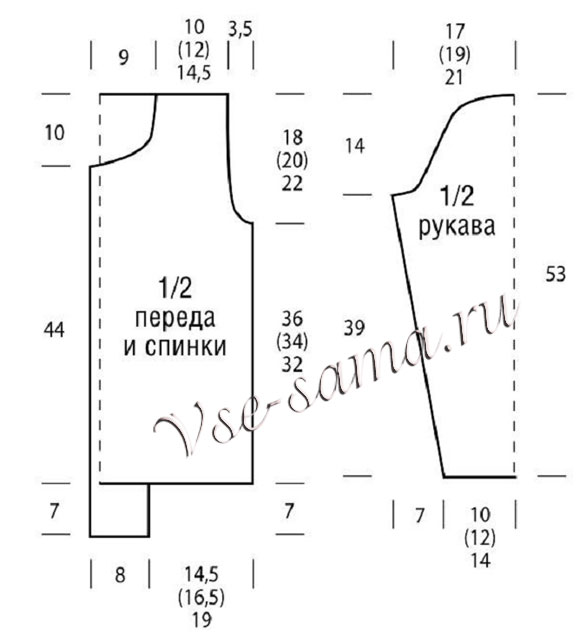Выкройка для вязания жакета