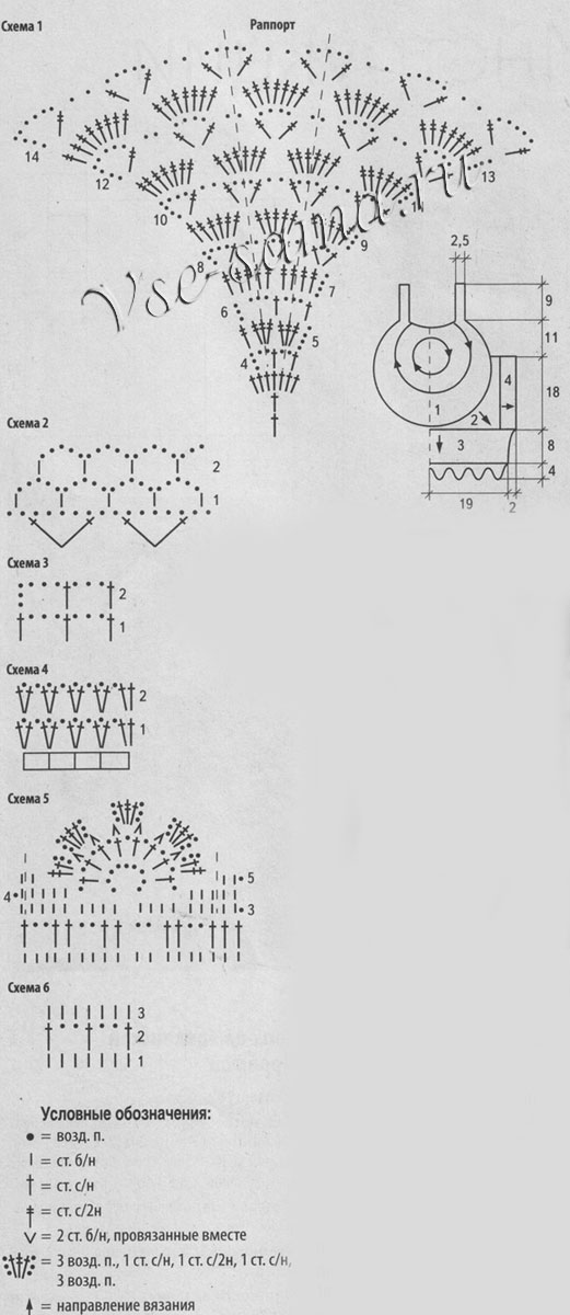Коричневый ажурный топ, схема