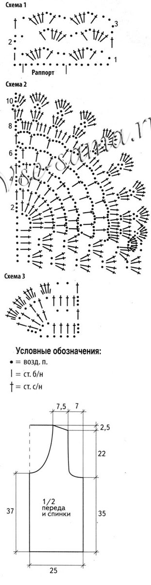 Кремовый ажурный жилет, схема