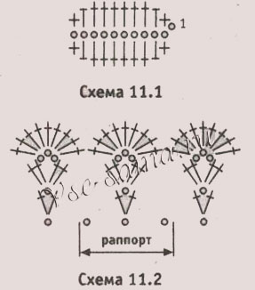 LЛента-украшение крючком с цветком, схема