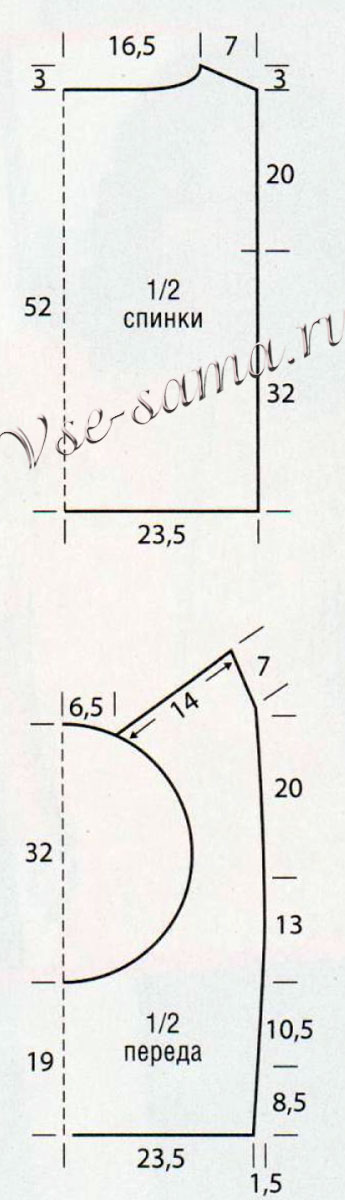 Летний топ крючком, выкройка