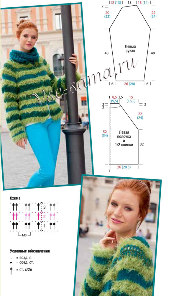 Выкройка и схема для вязания жакета и шарфа