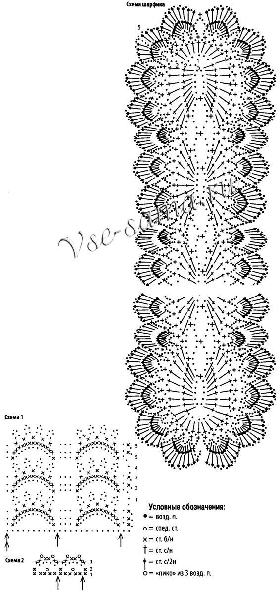Митенки и шарфик Старое золото, схема