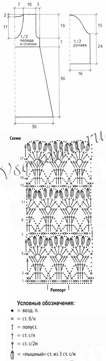 Платье крючком - Денди, схема