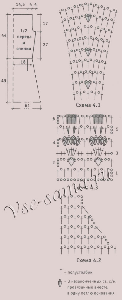 Платье крючком Кокетка, схема