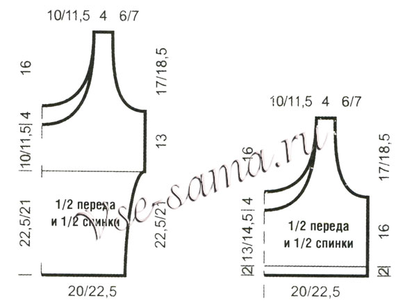 Выкройки для вязания топов