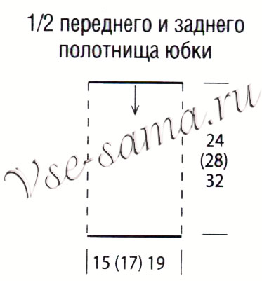 Выкройка для вязания белой юбки с оборками Выкройка для вязания белой юбки с оборками
