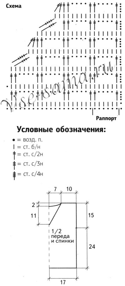 Голубая майка-сетка, схема