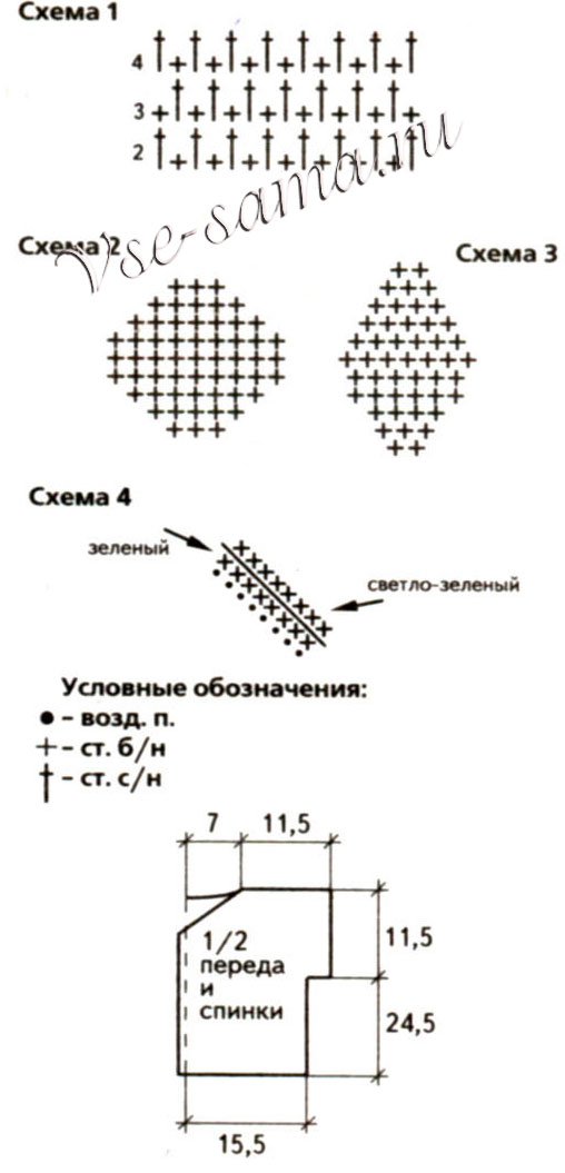 Жилет вишенки, схема