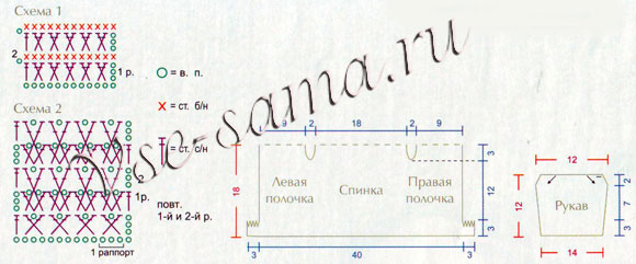 Кофточка - бирюзовая волна, схема