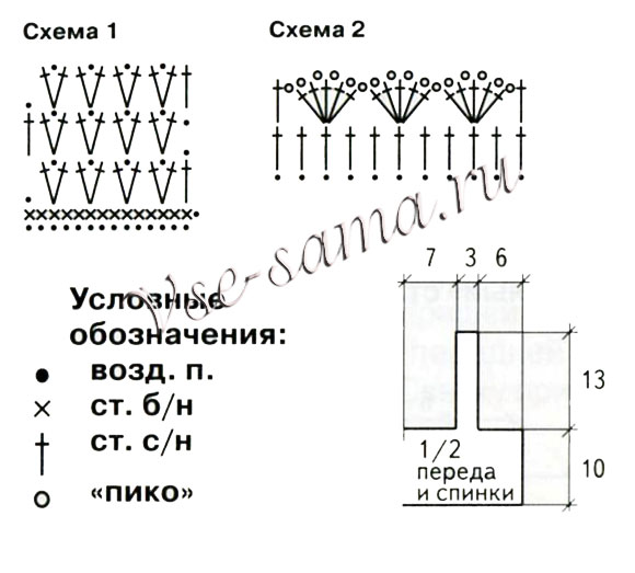 Комбинированное платье крючком, схемы