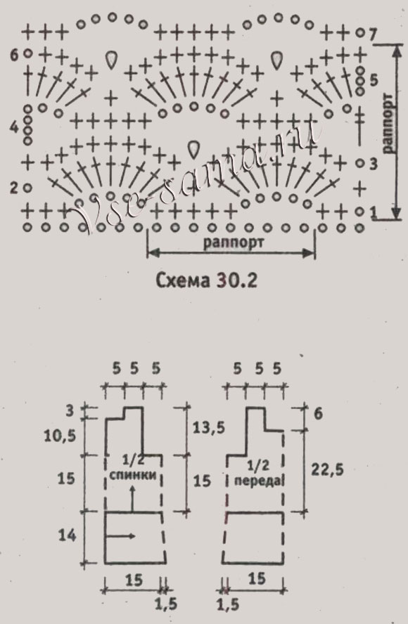Комплект крючком: платье и шапочка, схема 2