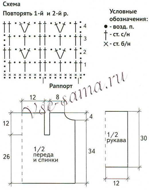 Малиновый ажурный жакет, схема