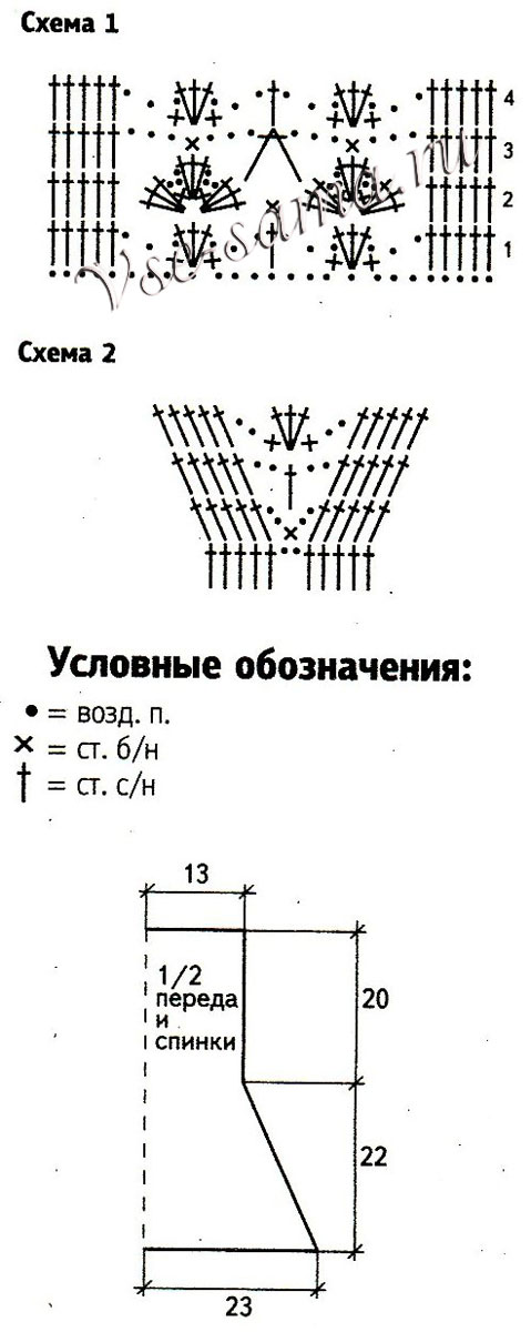 Платье крючком и повязка на голову, схема
