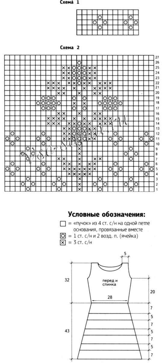 Платье с цветком, схема