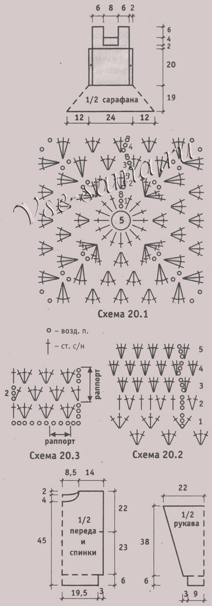 Сарафан из квадратных мотивов, схемы