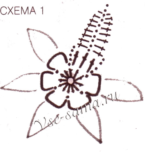 Шапочка крючком с цветком, схема