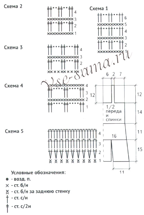 Схемы и выкройка для вязания зеленого топа