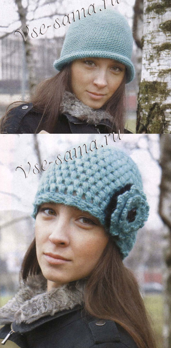 Двухслойная шапочка с цветком, фото 2