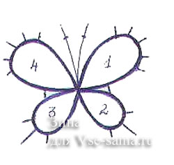 Колье и сережки Бабочки в технике фриволите, схема для сережек