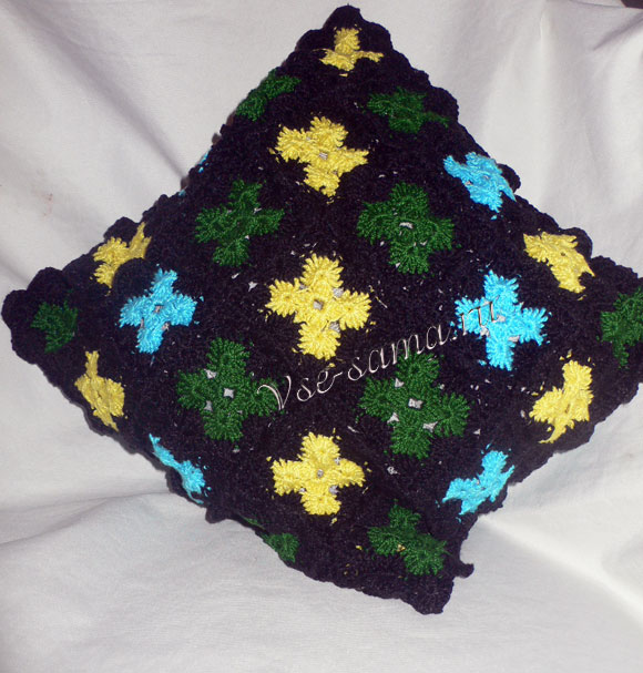 МК - Декоративная подушка из мотивов крючком - 18