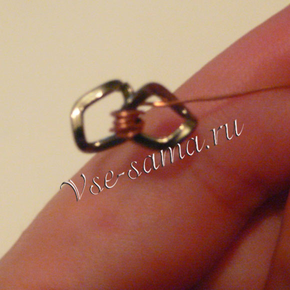 Серьги из медной проволоки Жемчужина в раковине-3