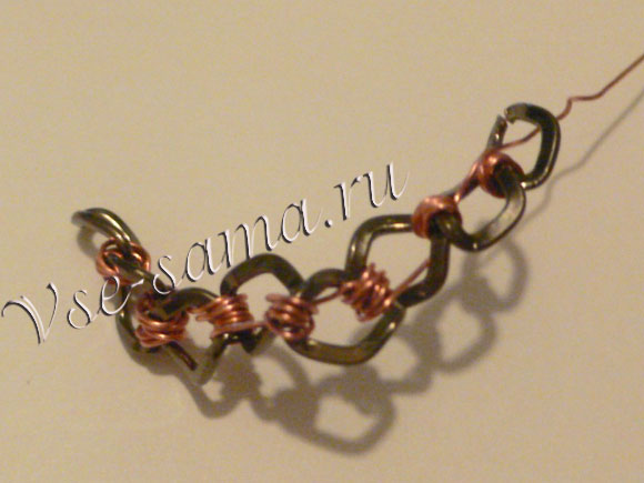 Серьги из медной проволоки Жемчужина в раковине-4