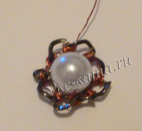 Серьги из медной проволоки Жемчужина в раковине-6