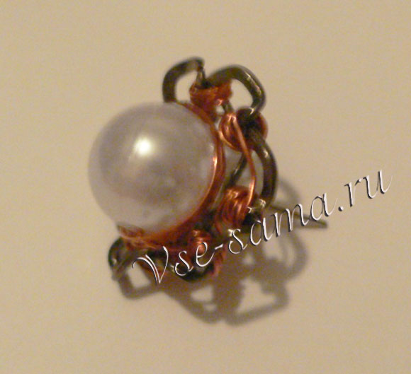 Серьги из медной проволоки Жемчужина в раковине-7