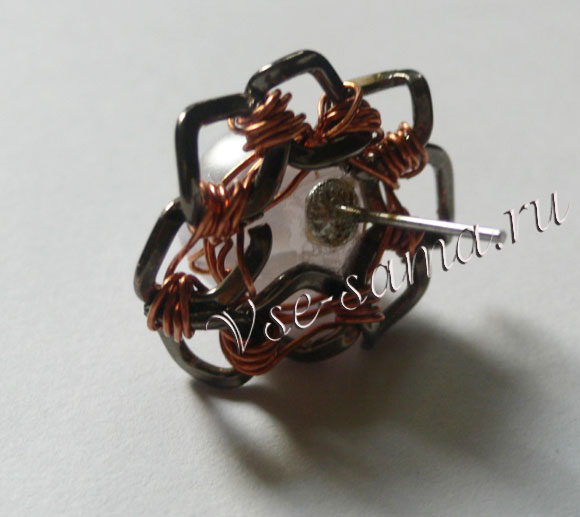 Серьги из медной проволоки Жемчужина в раковине-8